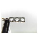 .925 Sterling Silver Stacked Topaz Crystal Pendant Necklace