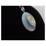 .925 Sterling Silver Opalite Pendant Necklace