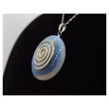 .925 Sterling Silver Opalite Pendant Necklace