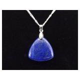 .925 Sterling Silver Semi Precious Stone Set Pendant Necklace