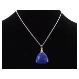 .925 Sterling Silver Semi Precious Stone Set Pendant Necklace