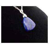 .925 Sterling Silver Semi Precious Stone Set Pendant Necklace