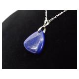 .925 Sterling Silver Semi Precious Stone Set Pendant Necklace