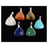 .925 Sterling Silver Semi Precious Stone Set Pendant Necklace