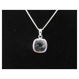 .925 Sterling Silver Mystic Amethyst Crystal Pendant Necklace