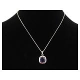 .925 Sterling Silver Mystic Amethyst Crystal Pendant Necklace