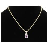 .925 Sterling Silver Amethyst Crystal Pendant Necklace