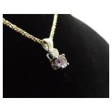 .925 Sterling Silver Amethyst Crystal Pendant Necklace