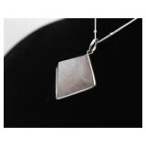 .925 Sterling Silver Rose Quartz Pyramid Pendant Necklace