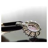 .925 Sterling Silver Pink Sapphire Crystal Pendant Necklace