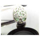 .925 Sterling Silver Jade Cabochon Pendant Necklace