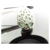 .925 Sterling Silver Jade Cabochon Pendant Necklace