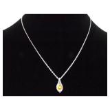 .925 Sterling Silver Golden Pearl Pendant Necklace