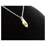 .925 Sterling Silver Golden Pearl Pendant Necklace