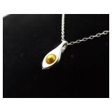 .925 Sterling Silver Golden Pearl Pendant Necklace