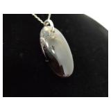 .925 Sterling Silver Moss Agate Pendant Necklace