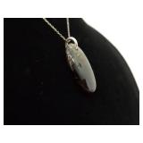 .925 Sterling Silver Moss Agate Pendant Necklace