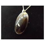 .925 Sterling Silver Moss Agate Pendant Necklace
