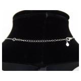 .925 Sterling Silver Black Sapphire Crystal Leaf Pendant Necklace