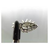 .925 Sterling Silver Black Sapphire Crystal Leaf Pendant Necklace