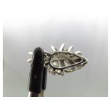 .925 Sterling Silver Black Sapphire Crystal Leaf Pendant Necklace