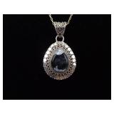 .925 Sterling Silver Moss Agate Pendant Necklace