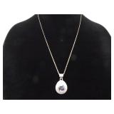 .925 Sterling Silver Moss Agate Pendant Necklace