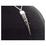 .925 Sterling Silver RARE Dik Dik Horn Pendant Necklace