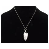 .925 Sterling Silver Healing Crystal Quartz Stone Pendant Necklace