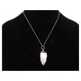 .925 Sterling Silver Healing Crystal Quartz Stone Pendant Necklace