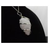 .925 Sterling Silver Healing Crystal Quartz Stone Pendant Necklace