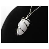 .925 Sterling Silver Healing Crystal Quartz Stone Pendant Necklace