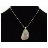 .925 Sterling Silver Petoskey Stone Pendant Necklace
