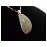 .925 Sterling Silver Petoskey Stone Pendant Necklace