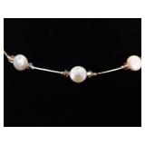 .925 Sterling Silver Liquid Silver Genuine Pearl Necklace