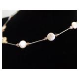 .925 Sterling Silver Liquid Silver Genuine Pearl Necklace