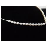 .925 Sterling Silver Liquid Silver Genuine Pearl Dangle Pendant Necklace