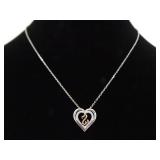.925 Sterling Silver 10k Yellow Gold and Diamond Accented Jane Seymour Open Heart Pendant Necklace