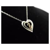 .925 Sterling Silver 10k Yellow Gold and Diamond Accented Jane Seymour Open Heart Pendant Necklace