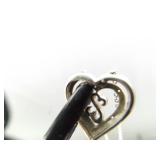 .925 Sterling Silver 10k Yellow Gold and Diamond Accented Jane Seymour Open Heart Pendant Necklace