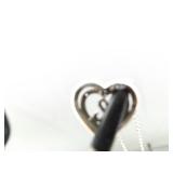 .925 Sterling Silver 10k Yellow Gold and Diamond Accented Jane Seymour Open Heart Pendant Necklace