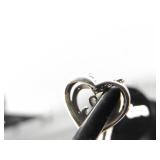 .925 Sterling Silver 10k Yellow Gold and Diamond Accented Jane Seymour Open Heart Pendant Necklace