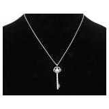 .925 Sterling Silver 10k Yellow Gold and Diamond Accented Key To My Heart Pendant Necklace