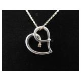 .925 Sterling Silver Diamond Accented Heart Pendant Necklace