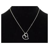 .925 Sterling Silver Diamond Accented Heart Pendant Necklace