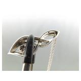 .925 Sterling Silver Diamond and Sapphire Crystal Accented Infinity Pendant Necklace