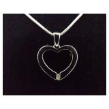 .925 Sterling Silver Diamond Accented Heart Pendant Necklace