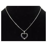 .925 Sterling Silver Diamond Accented Heart Pendant Necklace
