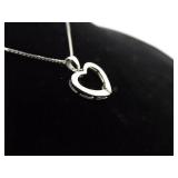 .925 Sterling Silver Diamond Accented Heart Pendant Necklace