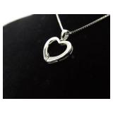 .925 Sterling Silver Diamond Accented Heart Pendant Necklace